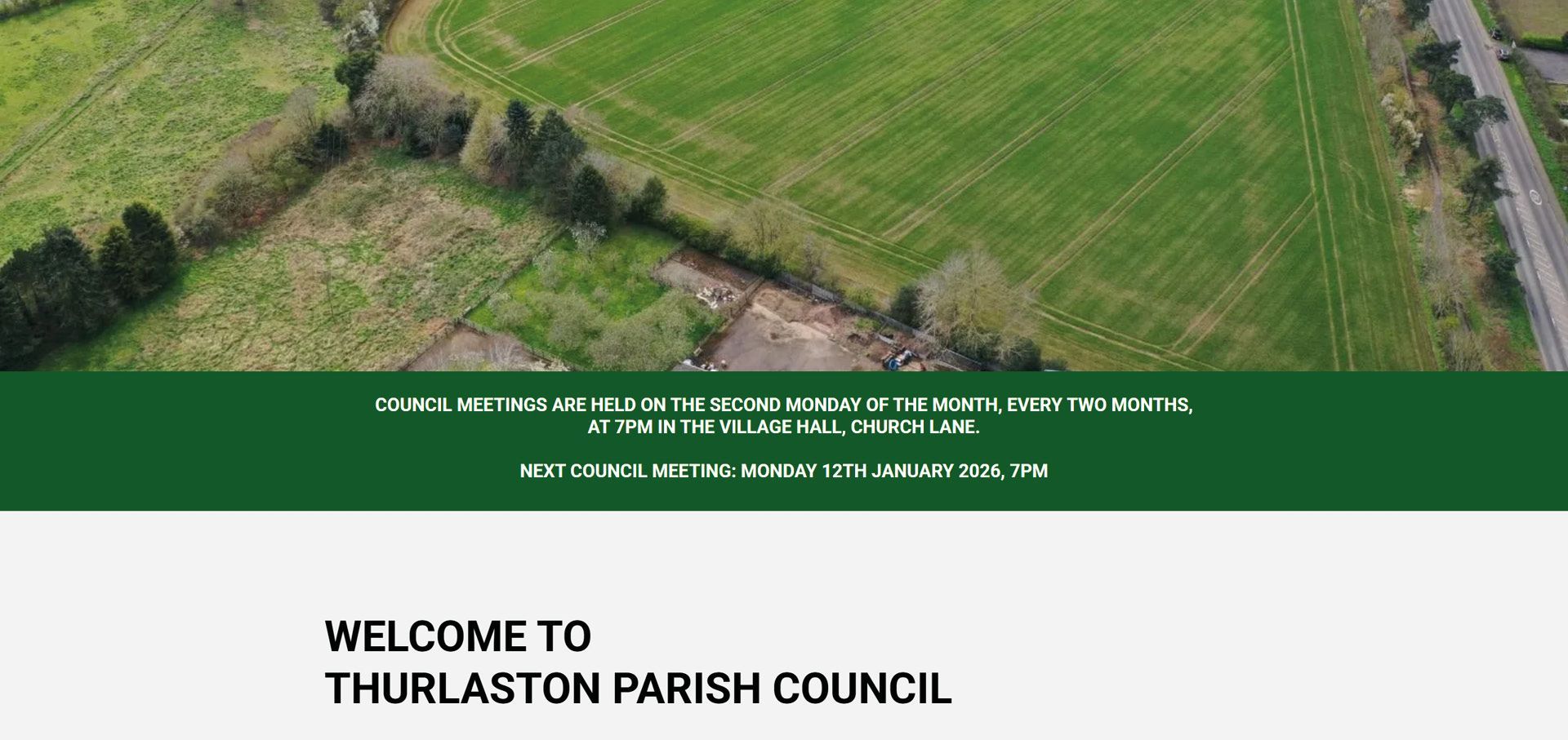 Thurlaston Parish Council website homepage display