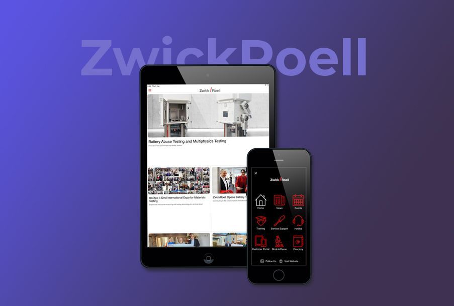 Image of the ZwickRoell app on an iPad and iPhone