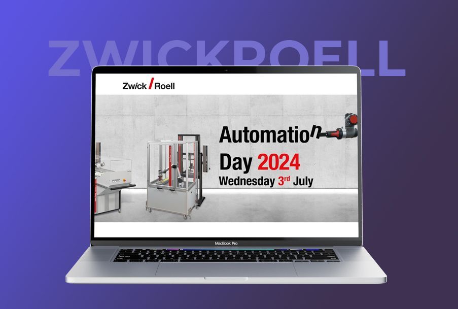 ZwickRoell Automation Day website homescreen displayed on a MacBook pro