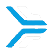 A blue and white arrow pointing to the right on a white background.