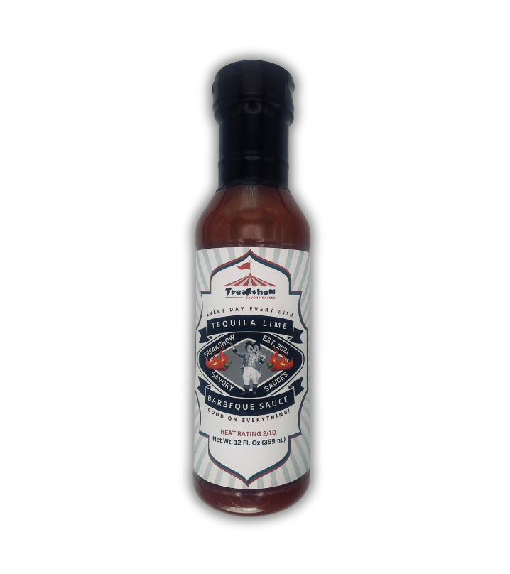 Freakshow Savory Sauces Tequila Lime Barbeque Sauce with mascot Bob Clarence