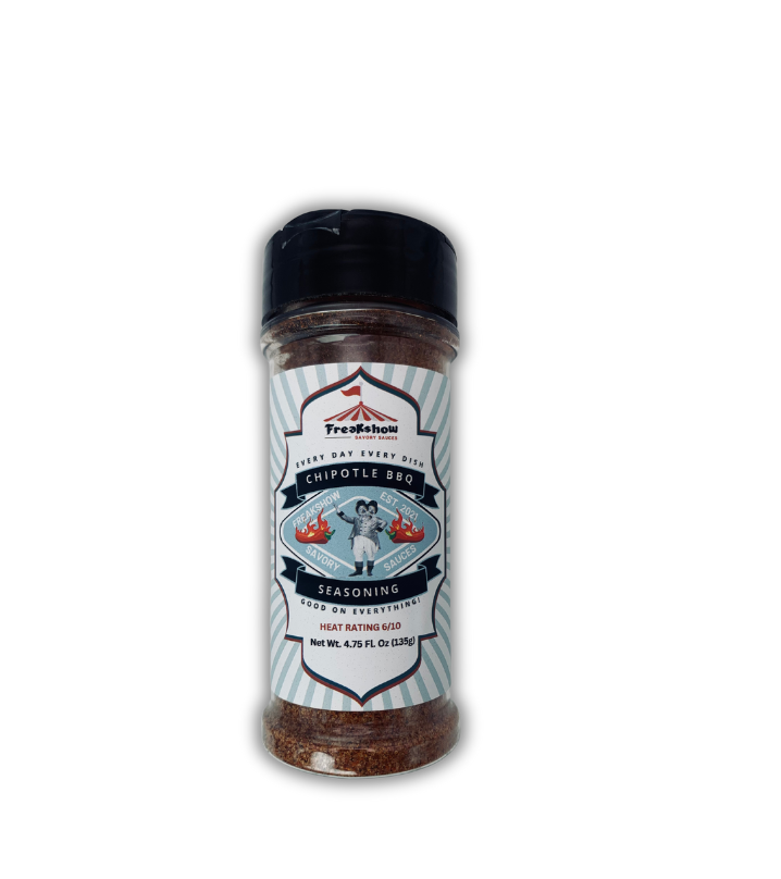 Freakshow Savory Sauces Chipotle Barbeque Seasoning and Rub with mascot Bob Clarence