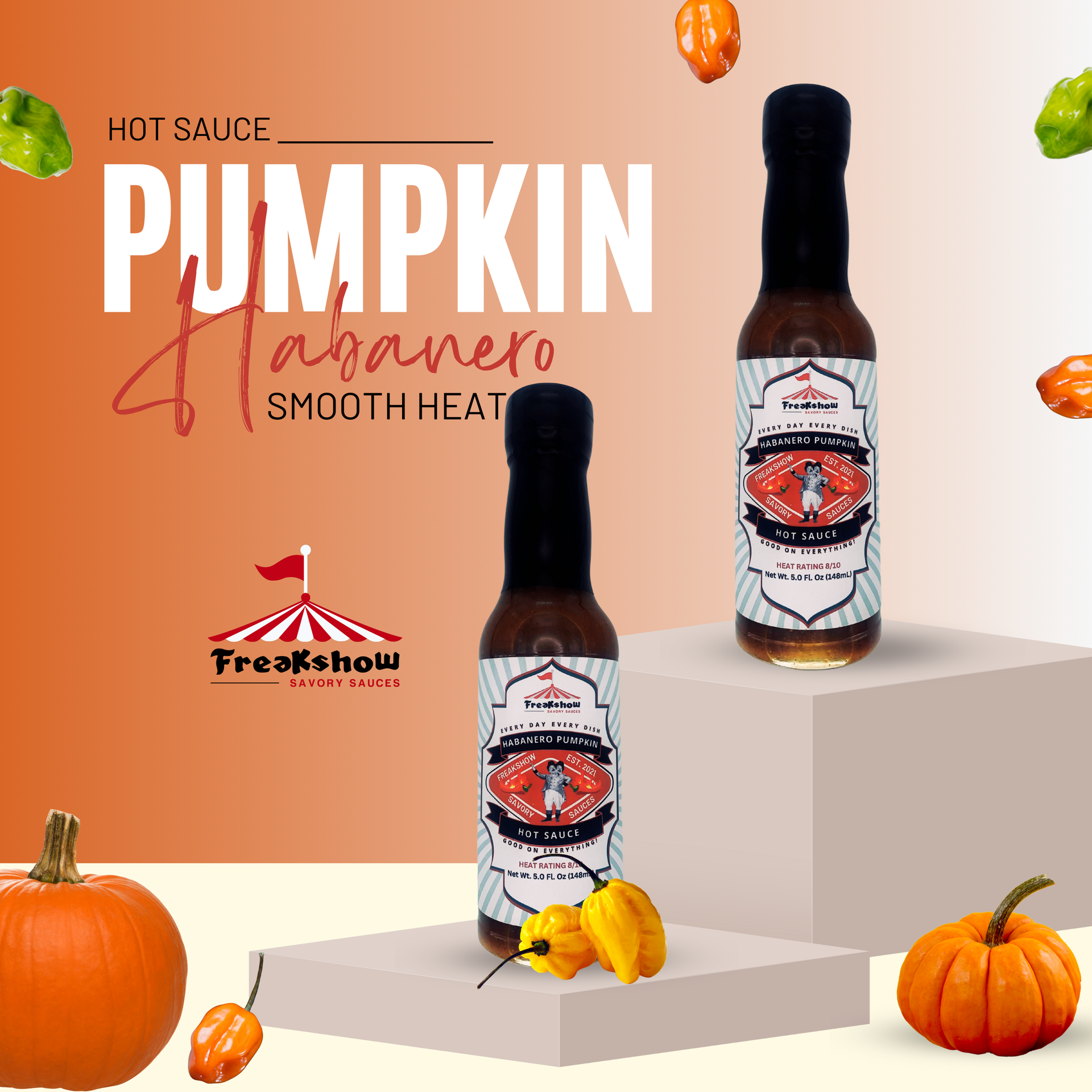 Freakshow Savory Sauces Habanero Pumpkin Hot Sauce