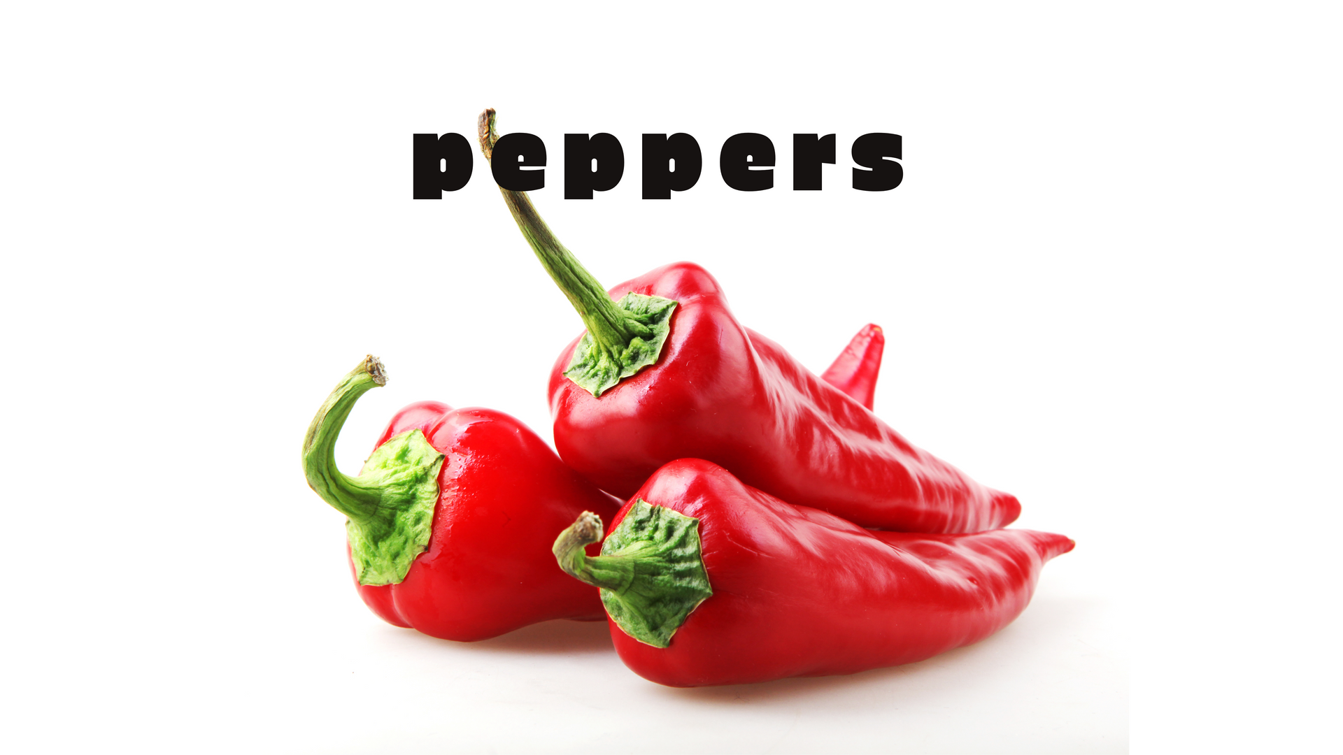 A red pepper with the word peppers on it