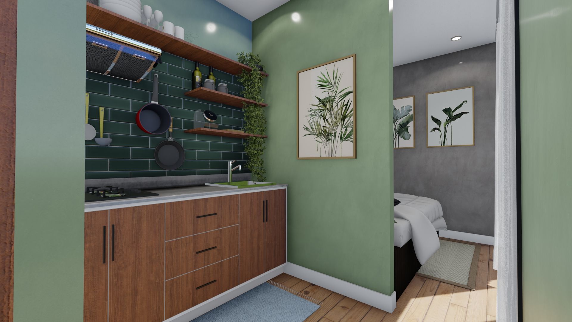 A kitchen with wooden cabinets , a sink , and a stove.