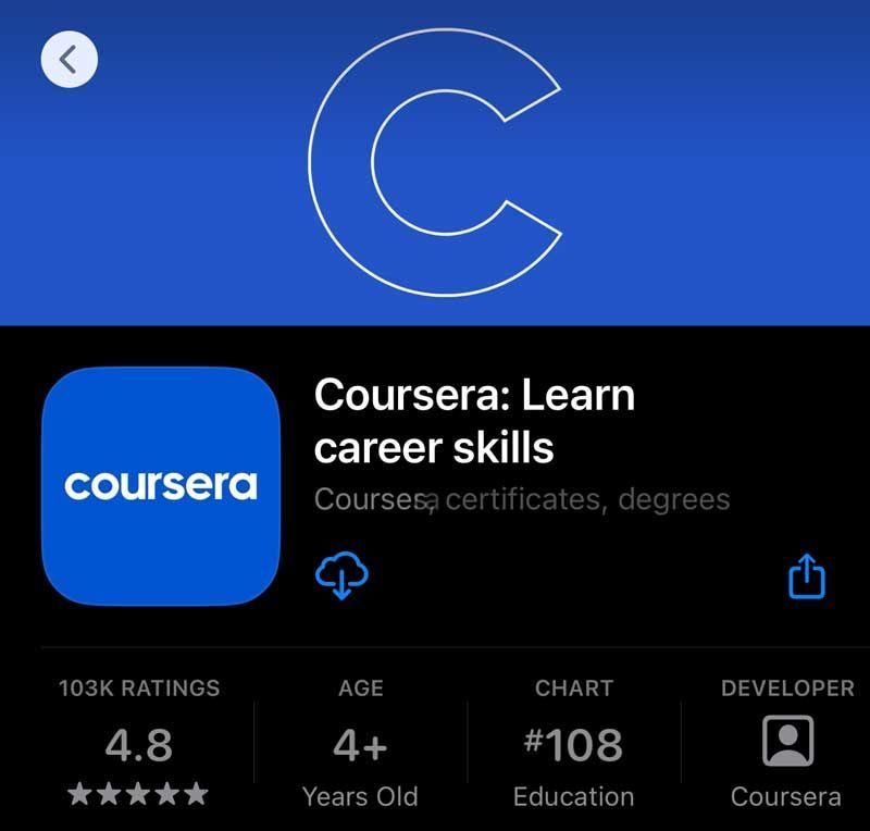 coursera app download on apple store
