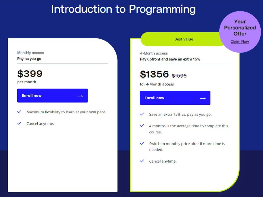 udacity price structure for Introduction to Programming Nanodegree Program