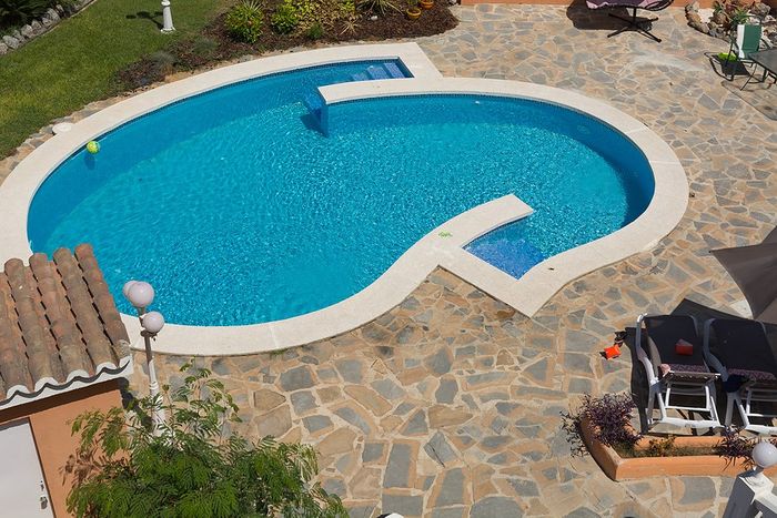 outdoor patio with swimming pool