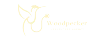 The logo for the woodpecker healthcare agency has a bird on it.