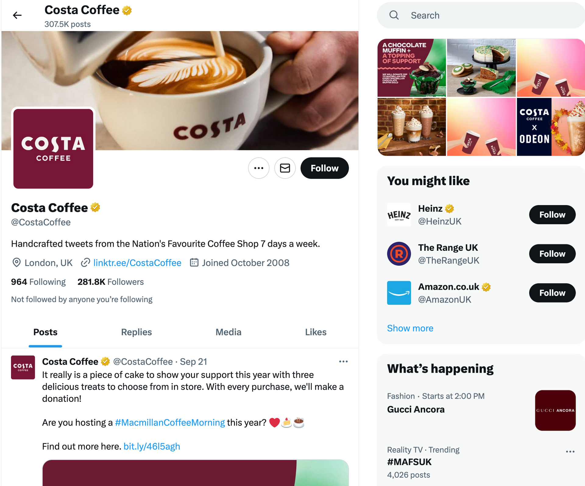 Example of Costa Social Media Marketing