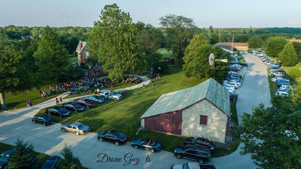 Aerial drone view of completed commercial property maintenance in Central Iowa
