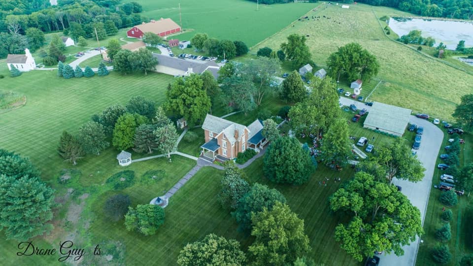 Aerial drone view of completed commercial property maintenance in Central Iowa