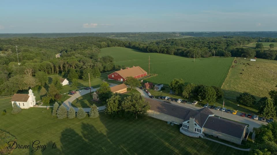 Aerial drone view of completed commercial property maintenance in Central Iowa