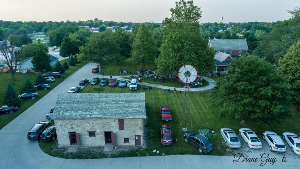 Aerial drone view of completed commercial property maintenance in Central Iowa