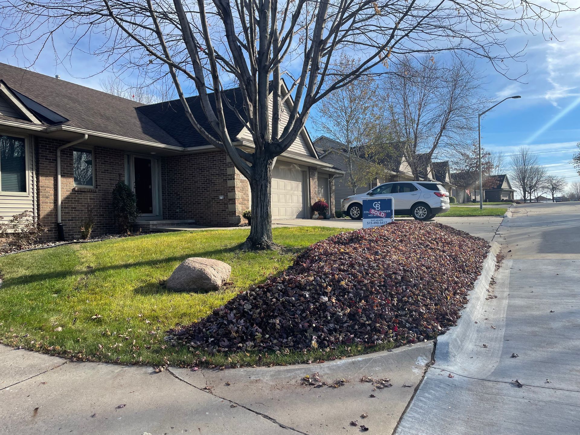 Fall leaf cleanup for HOA property handled by CD’s Lawn Care in Central Iowa