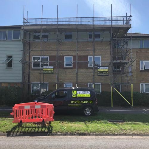 Scaffolding outside a home