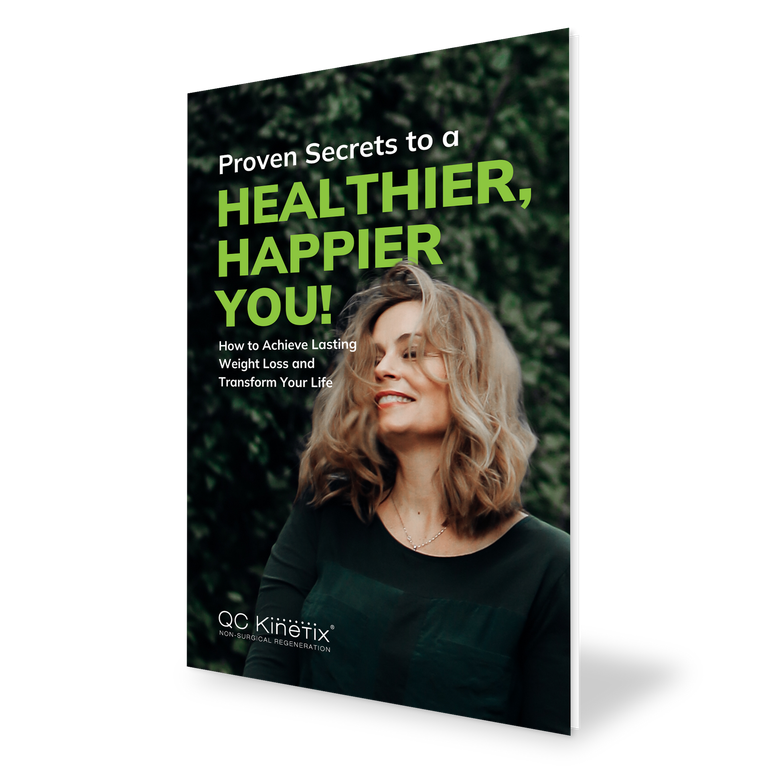 A woman is smiling on the cover of a book titled proven secrets to a healthier , happier you.