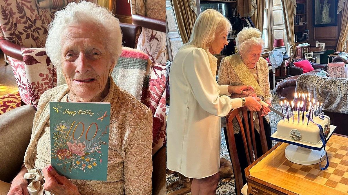 Resident Mable celebrating her 100th birthday at Nunthorpe Hall