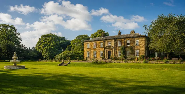 The beautiful grounds and gardens of Nunthorpe Hall providing a peaceful outdoor environment for residents.