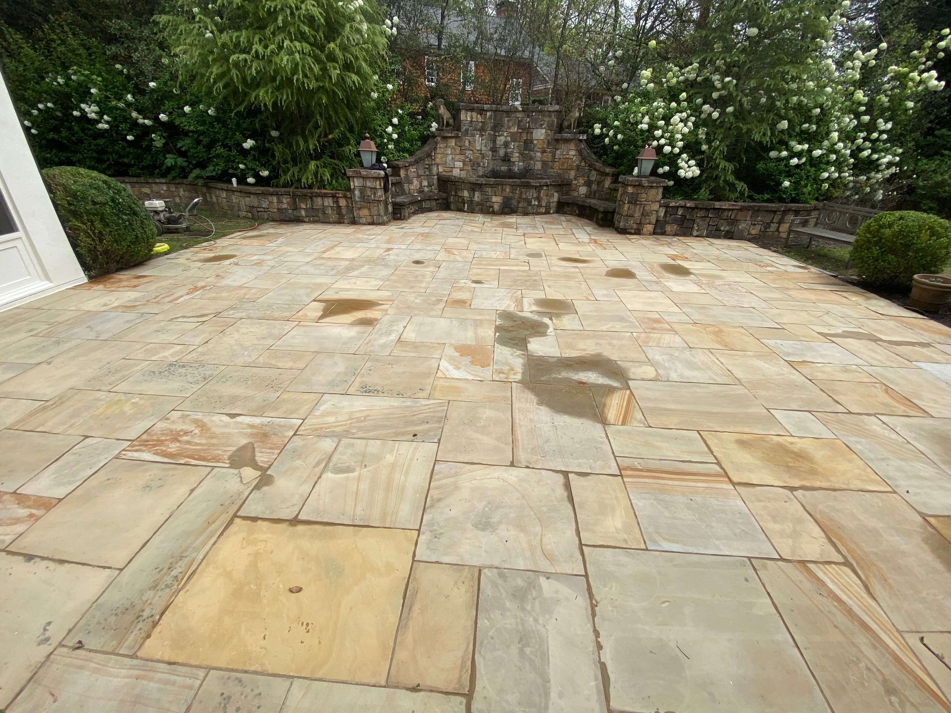 Pressure washing floor after