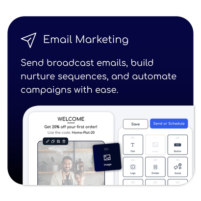 An app that allows you to send broadcast emails , build nurture sequences , and automate campaigns with ease.