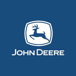 A john deere logo on a blue background