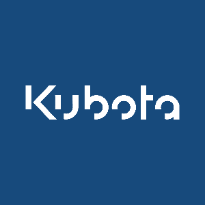 The kubota logo is on a blue background.