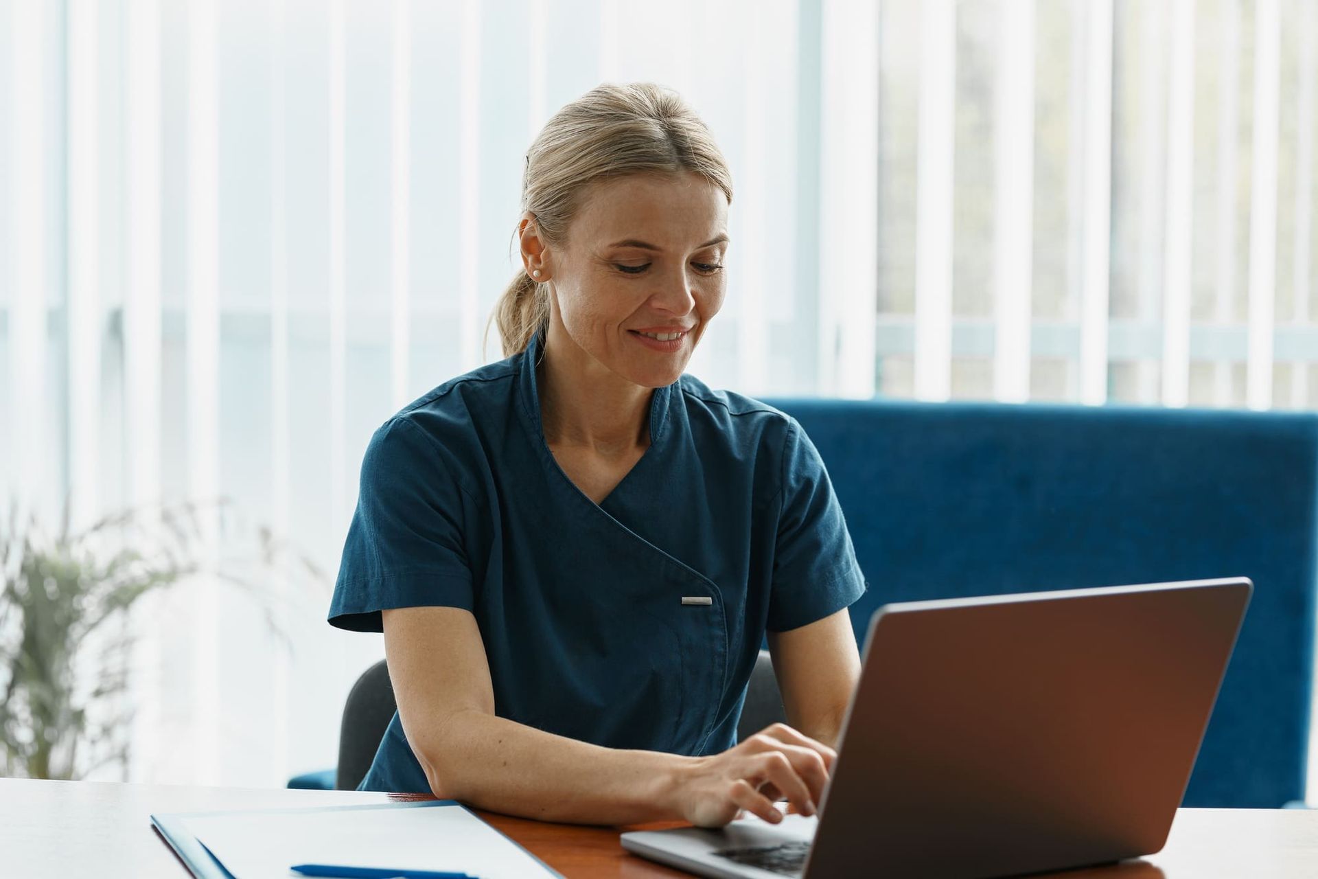 dental professional typing