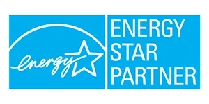 A blue energy star partner logo with a white star