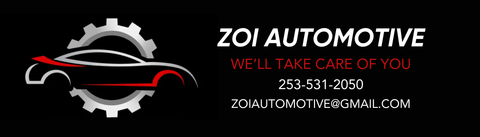 A logo for zoi automotive we 'll take care of you