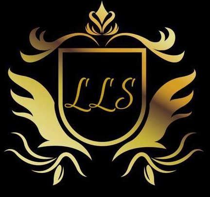 A gold logo with the letter ls on it