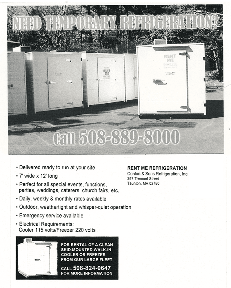 Temporary Refrigeration Taunton, MA Conlon & Sons Refrigeration, Inc.