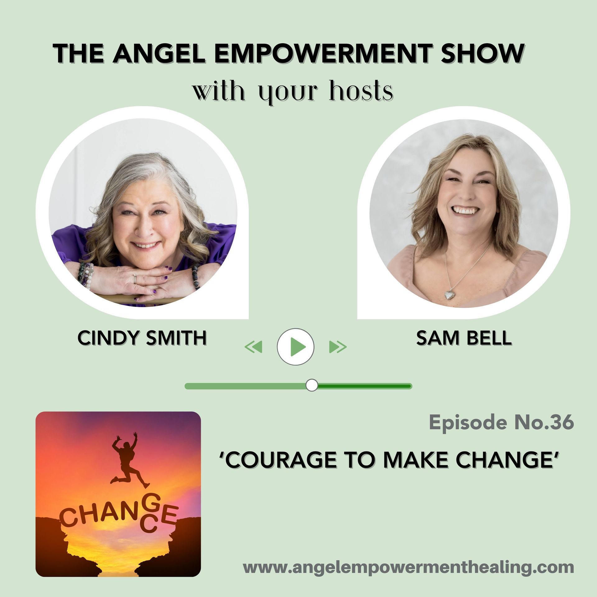 A poster for the angel empowerment show with your hosts