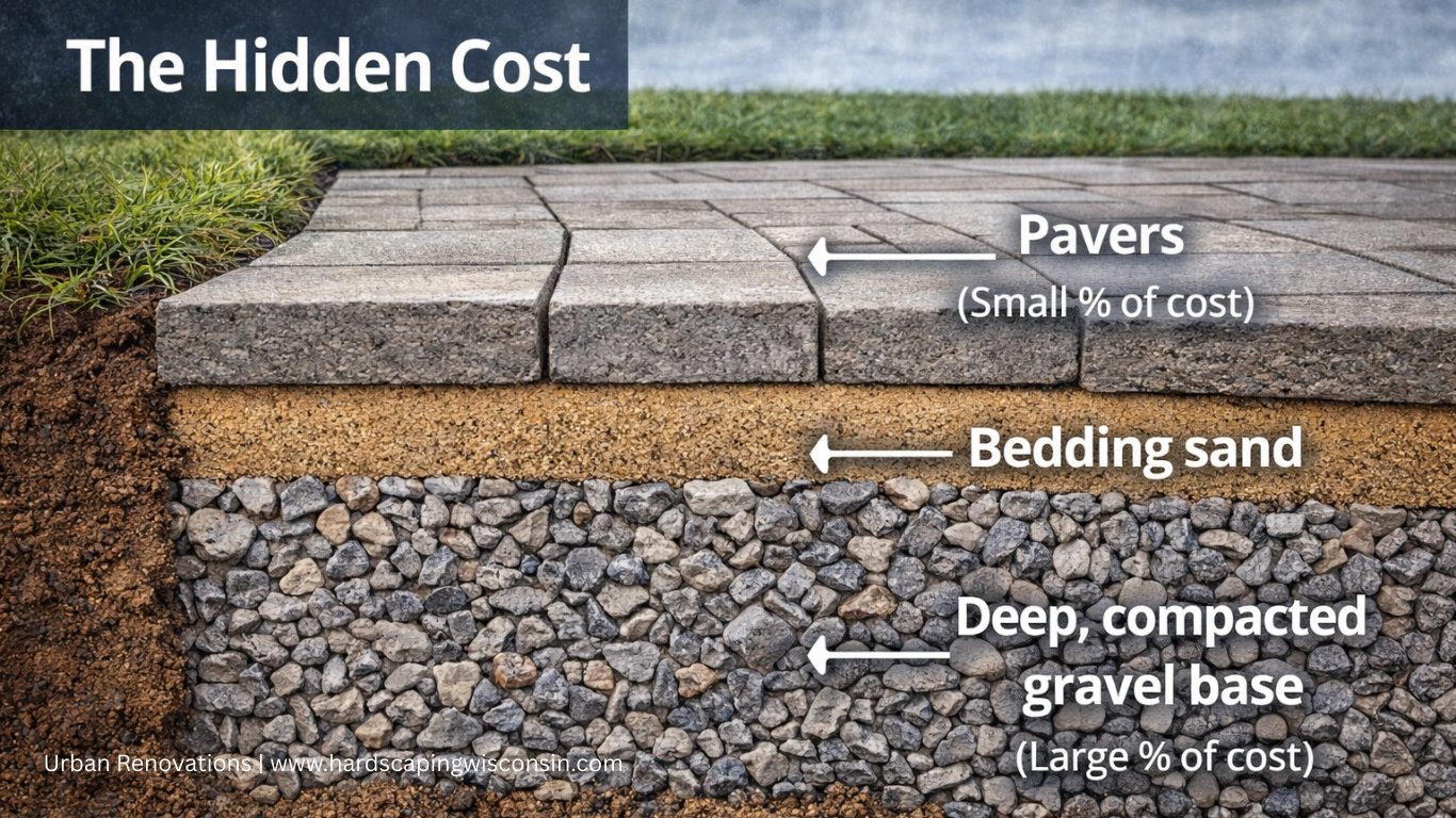 paver installation cost breakdown graphic