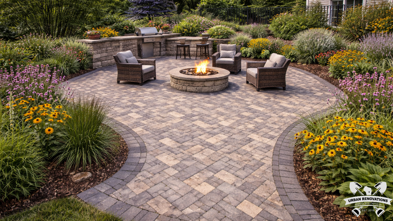 completed hardscaping and landscaping project in the fox valley