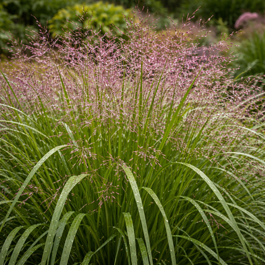 Morning dew on Switchgrass flowers