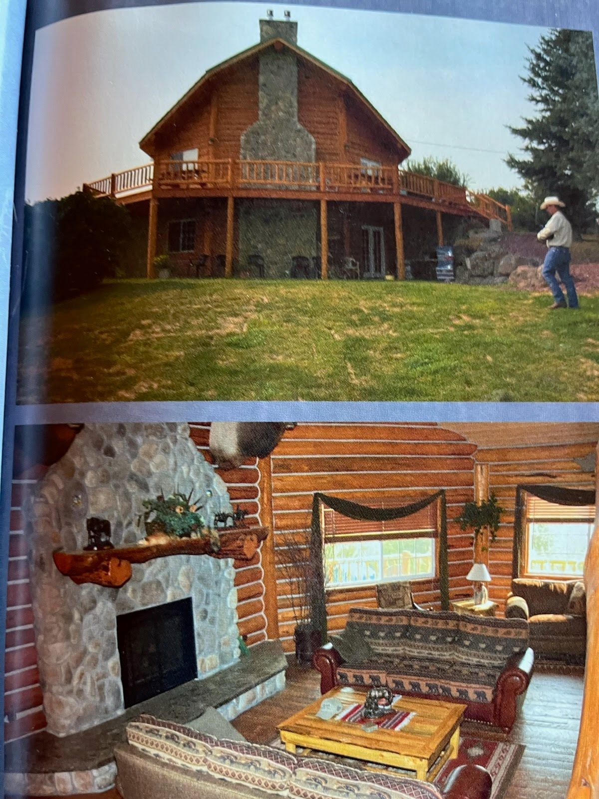 A picture of a house and a picture of a living room