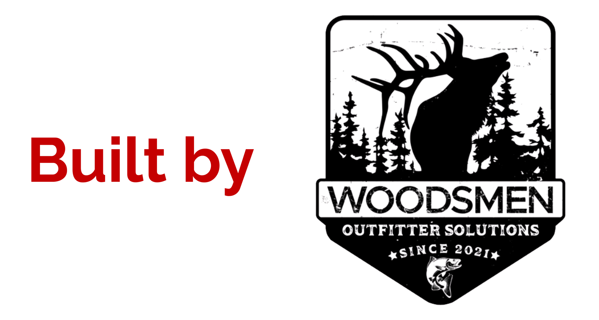 A red and white logo for built by viv