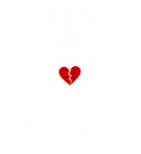 A red broken heart on a white background.