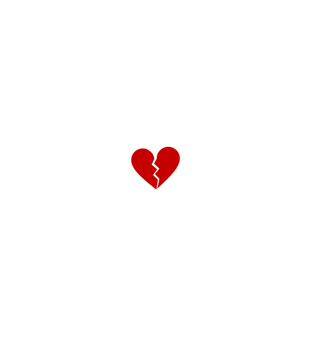 A red broken heart on a white background.