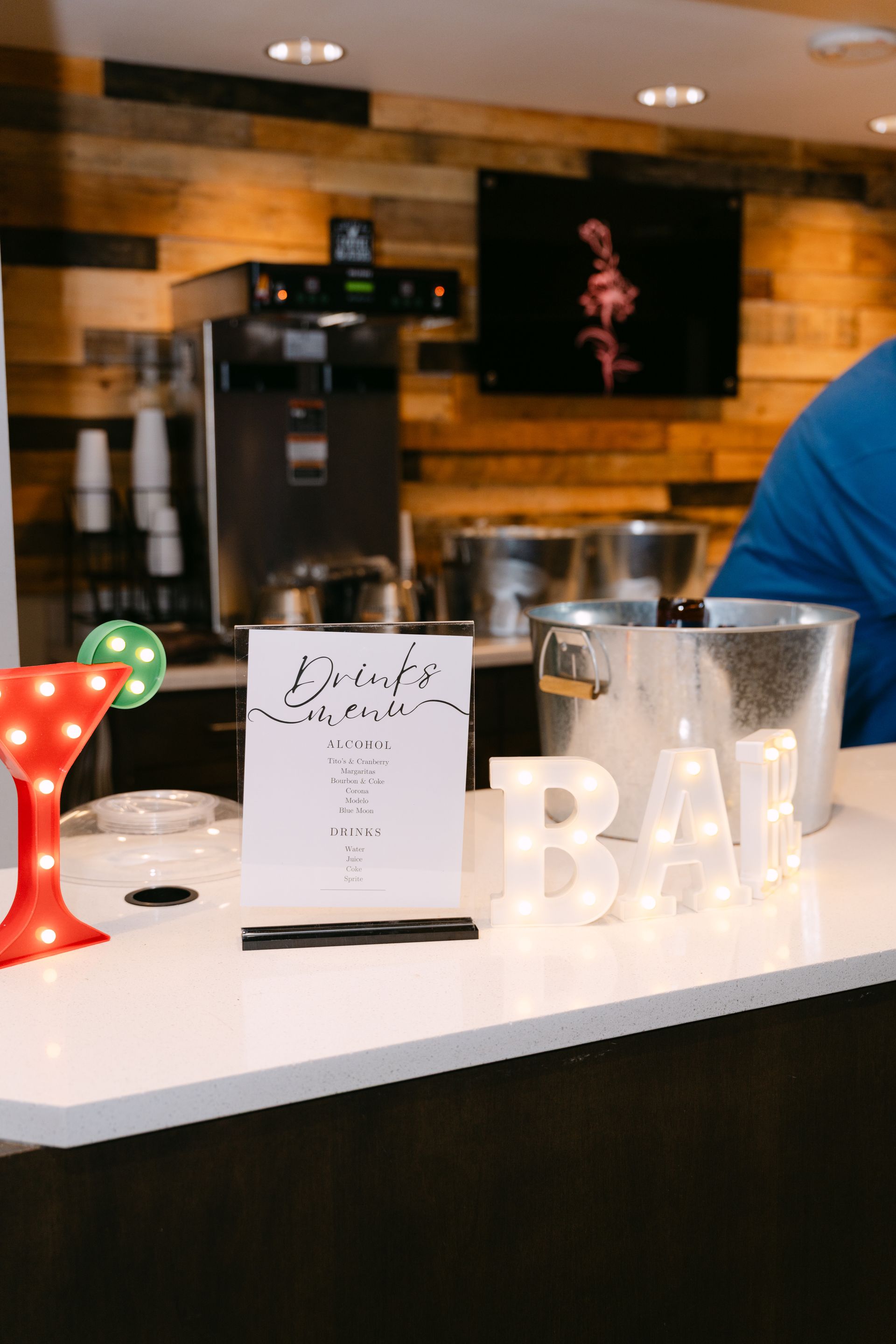 Bar counter with glowing 