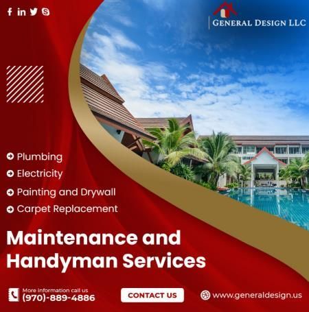 An advertisement for general design llc maintenance and handyman services
