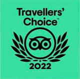 A logo for travellers choice 2022 on a green background