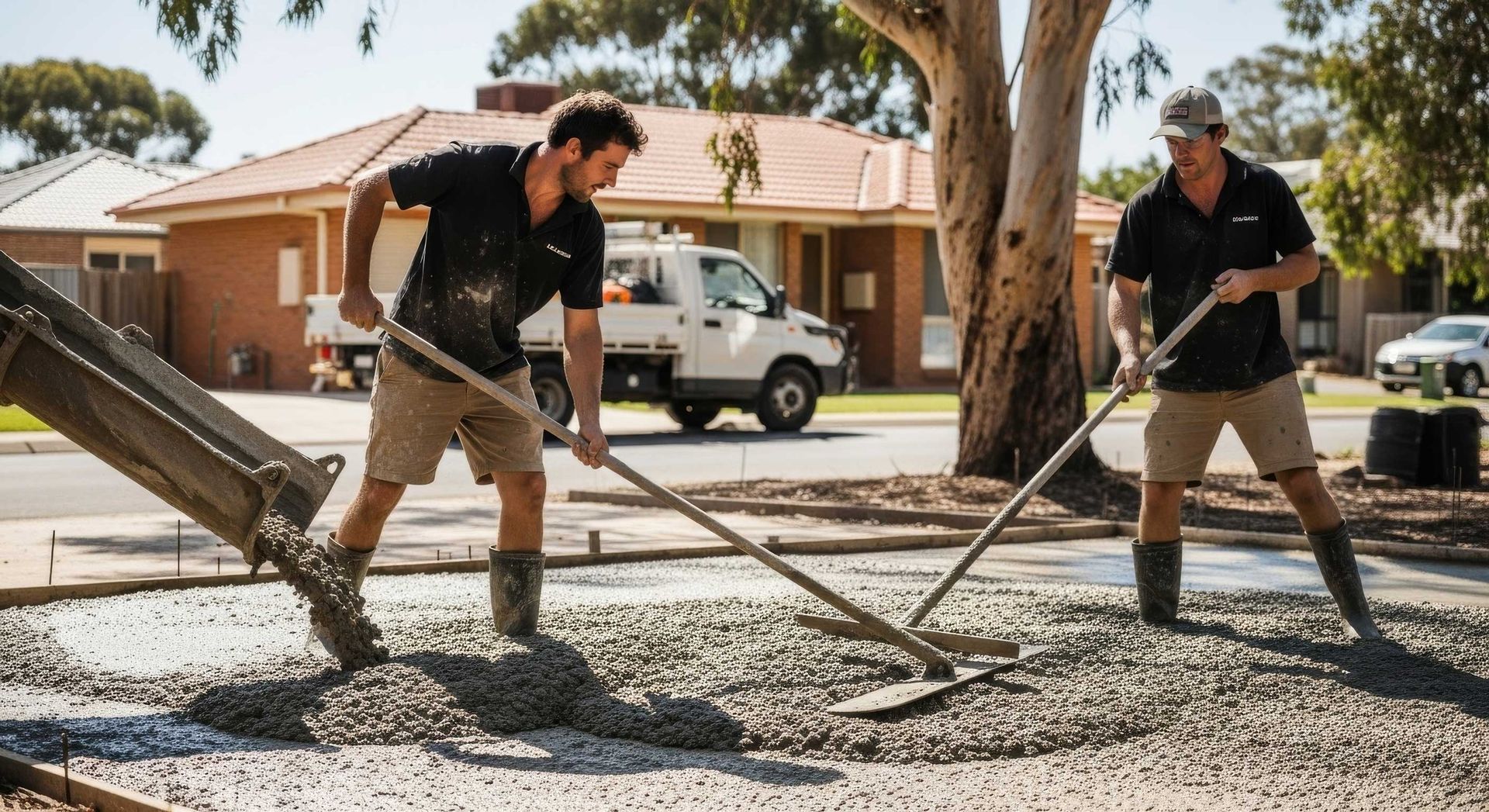Concreting Team Preparing A Shed Slab For Pouring In Bendigo