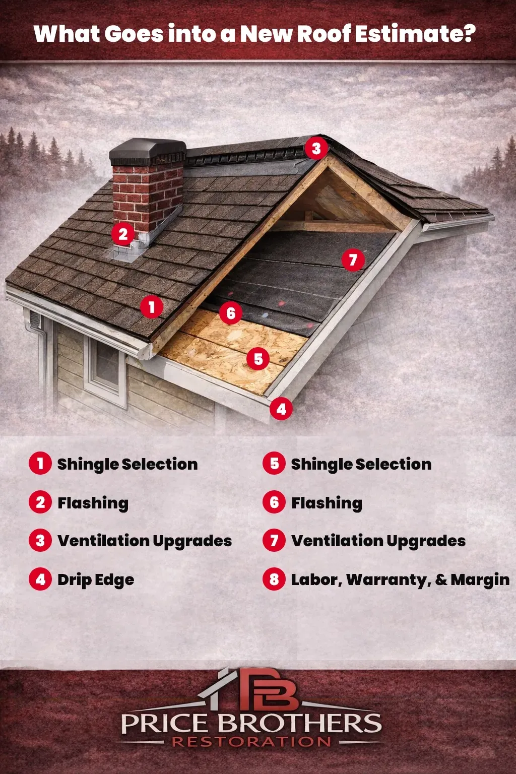 an info-graph breaking down all the items that make up the cost of a new roof