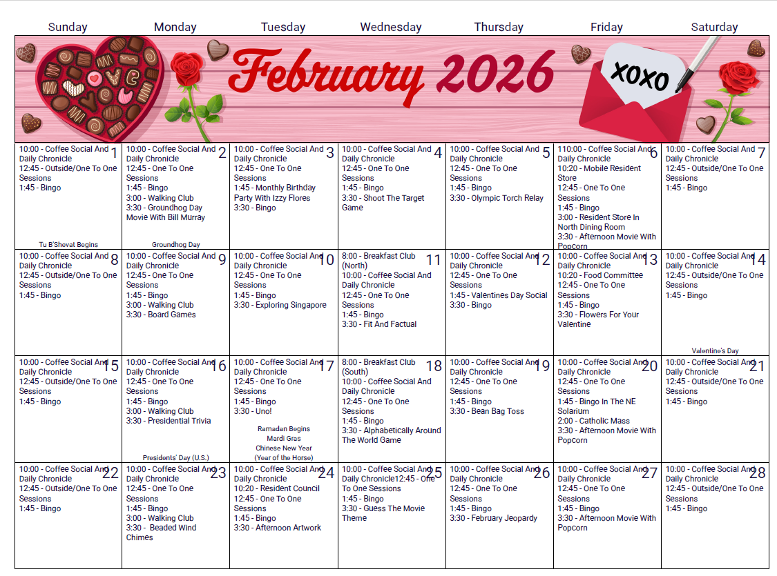 Calendar North | Harbor Village