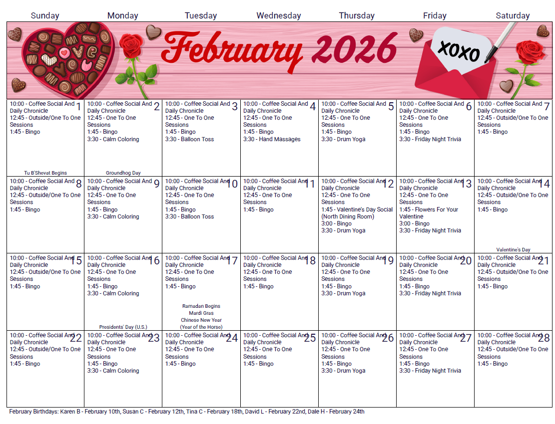 Calendar South | Harbor Village