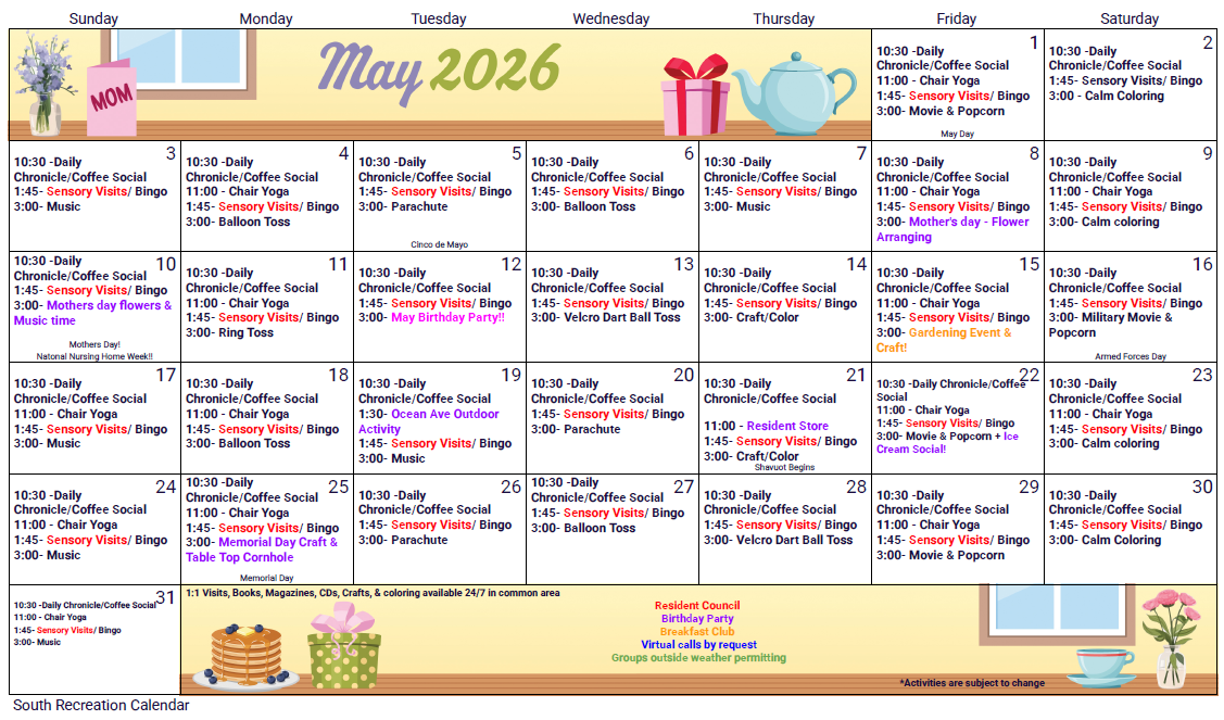 Calendar South | Harbor Village