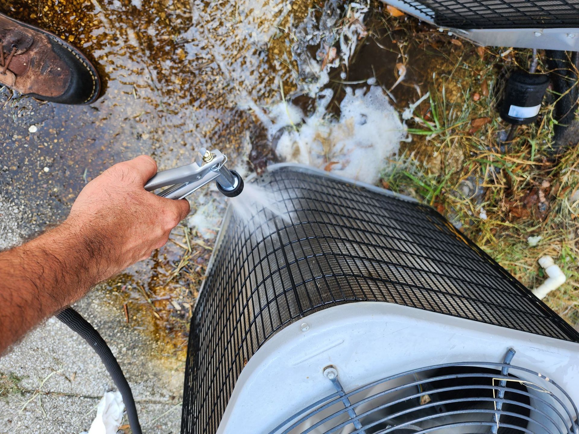 Two HVAC units installed outside of home by Air Rescue.