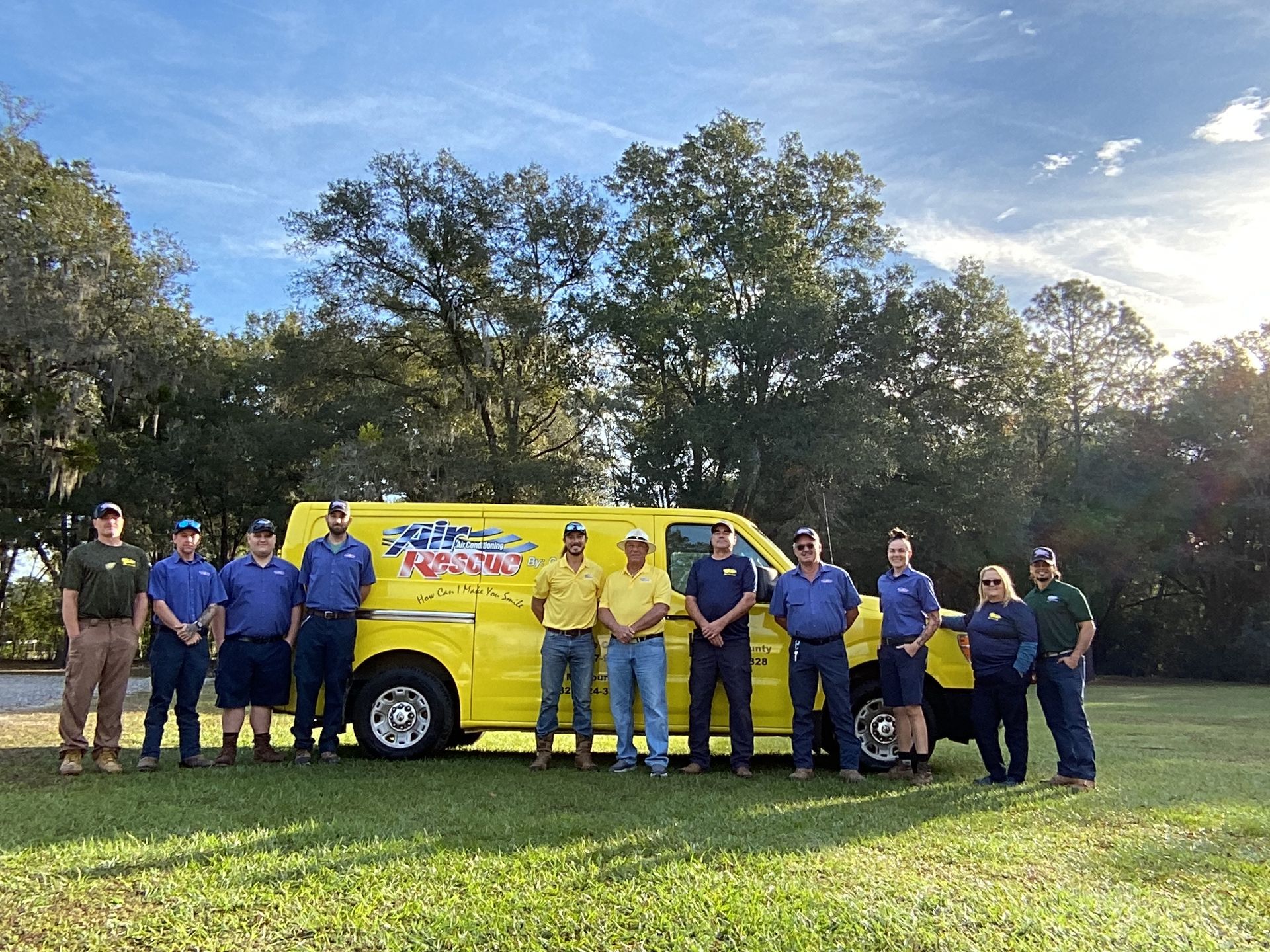 Air Rescue team outside of work truck.